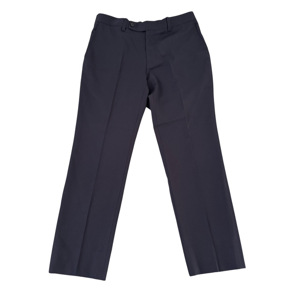Mark Pomerantz 33x28.5 Navy Blue Wool‎ Flat Front Tailored Men's Dress Pants